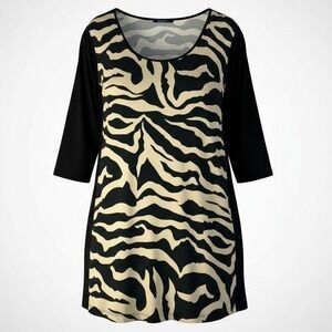 Yoek Black Label Dress XXL Black Cream Animal Print Tunic Mobwife Stretchy